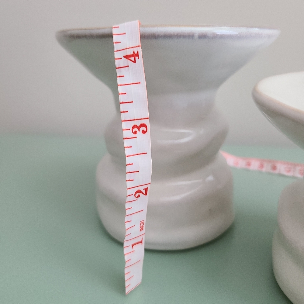 White Ceramic Pillar And Taper Candle Holders - Set Of 2 - Picture 7 of 8